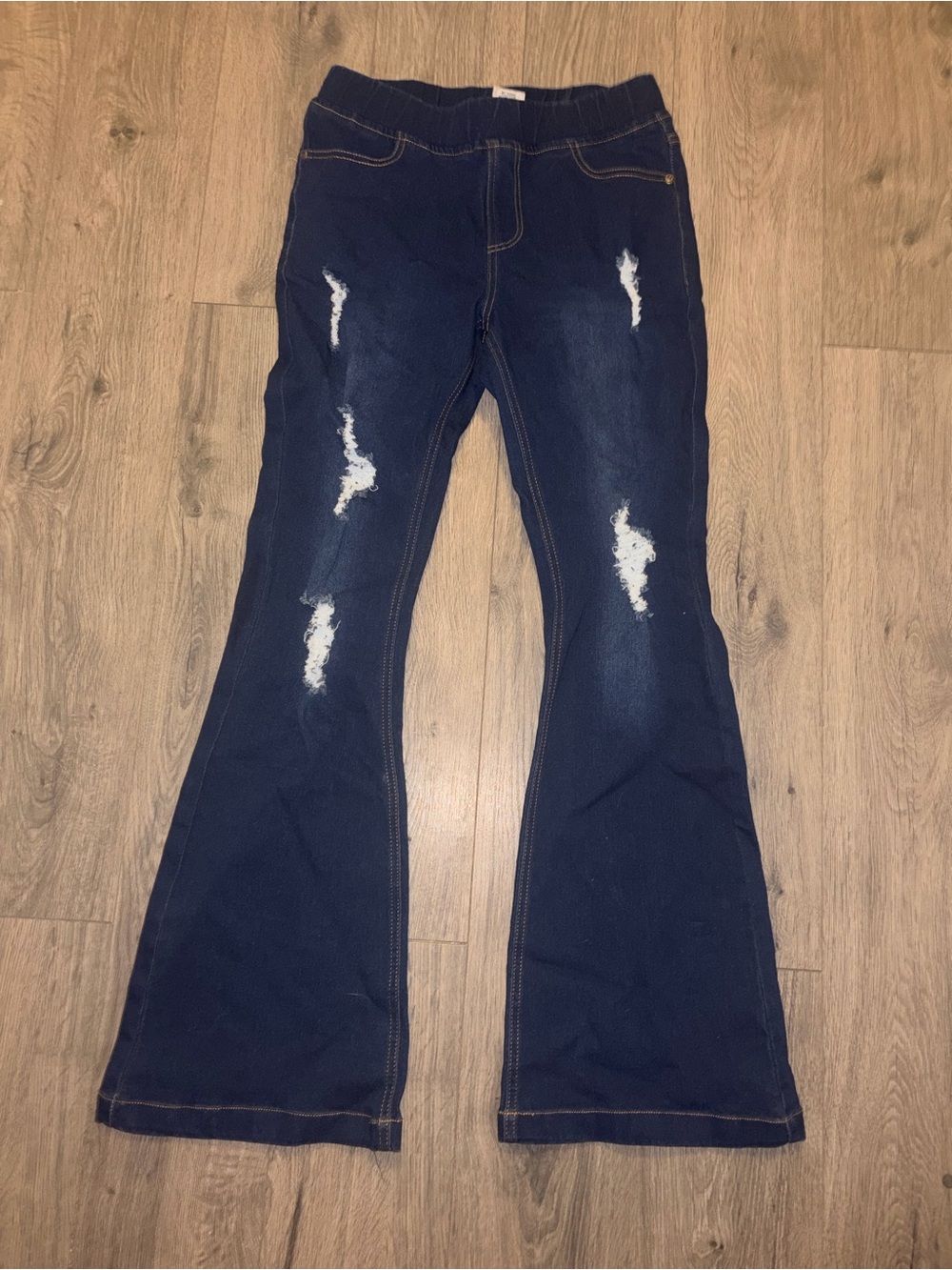 JVINI Navy Distressed Flare Jeans